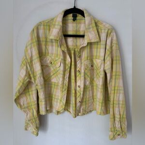 Wild Fable Yellow Plaid Cropped Shirt Size XL